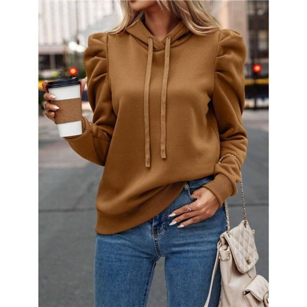 Puff Sleeve Hoodie with Drawstring